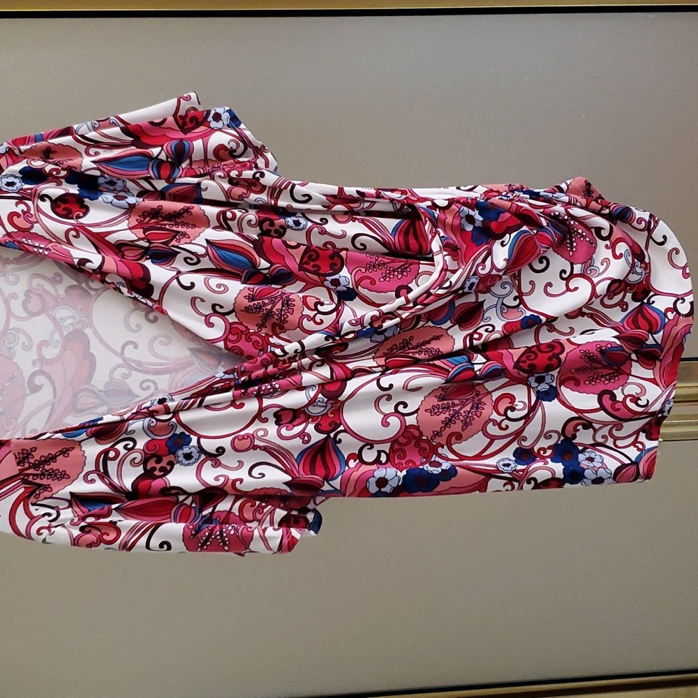 Short sleeve, pink/blue/white design by Talbots